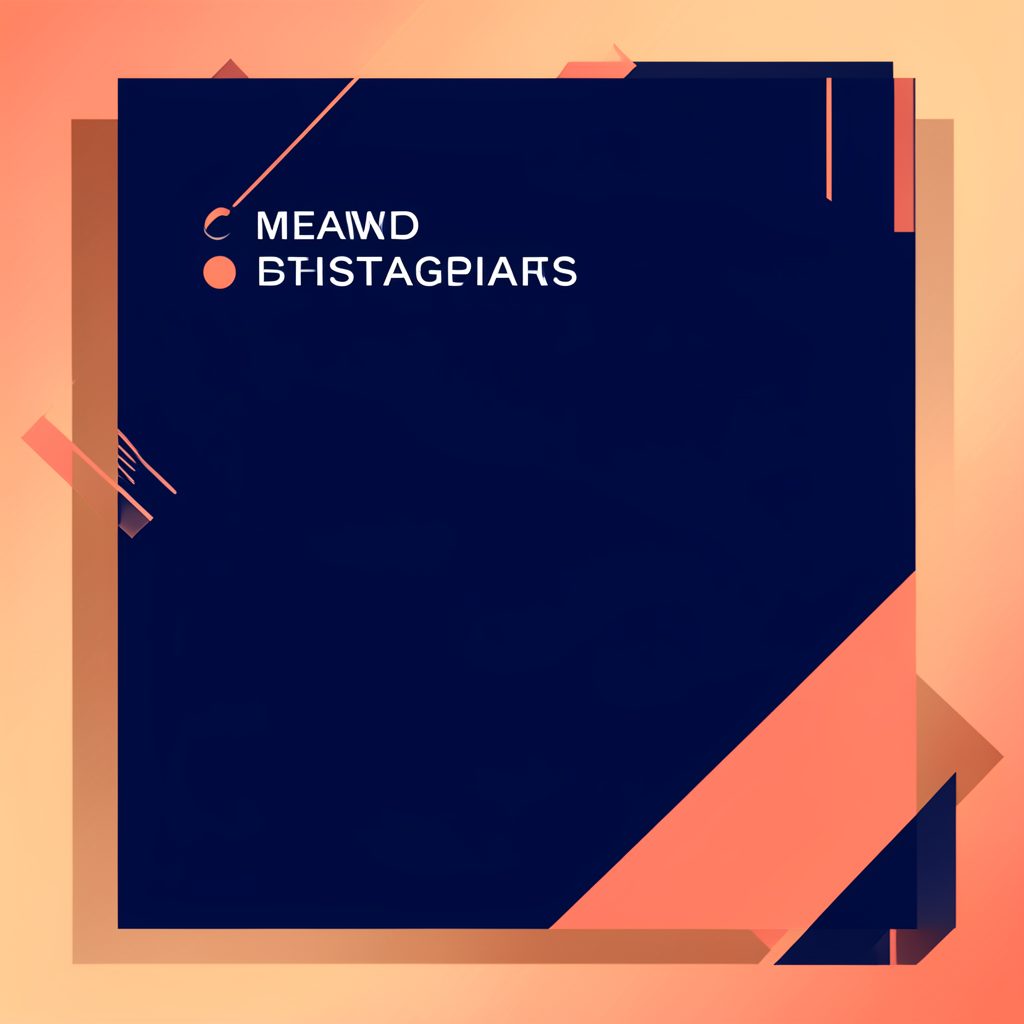 A bold Instagram-style post design with deep navy and coral accents, featuring clean typography and geometric shapes on a warm gradient background.